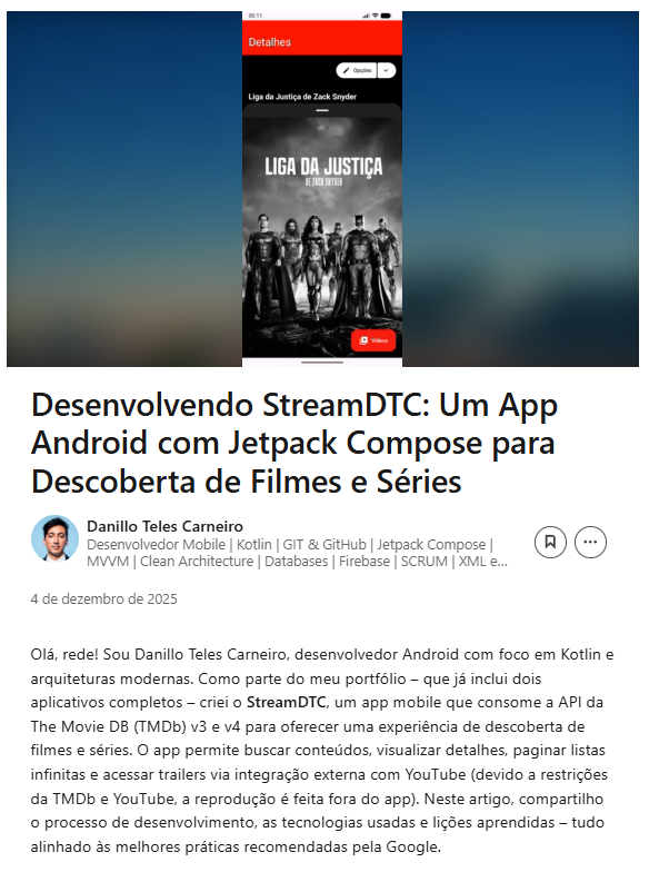 Banner do artigo sobre o desenvolvimento do aplicativo StreamDTC