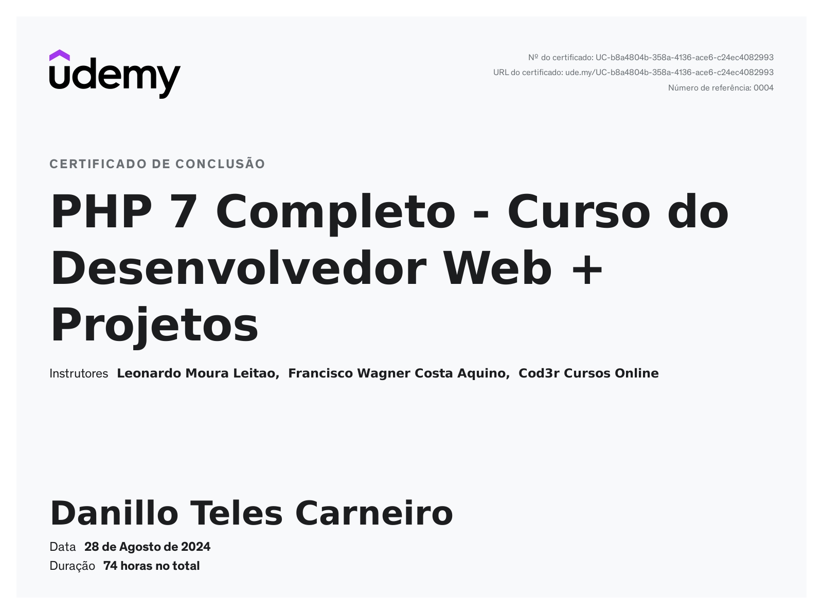 Certificado PHP 7