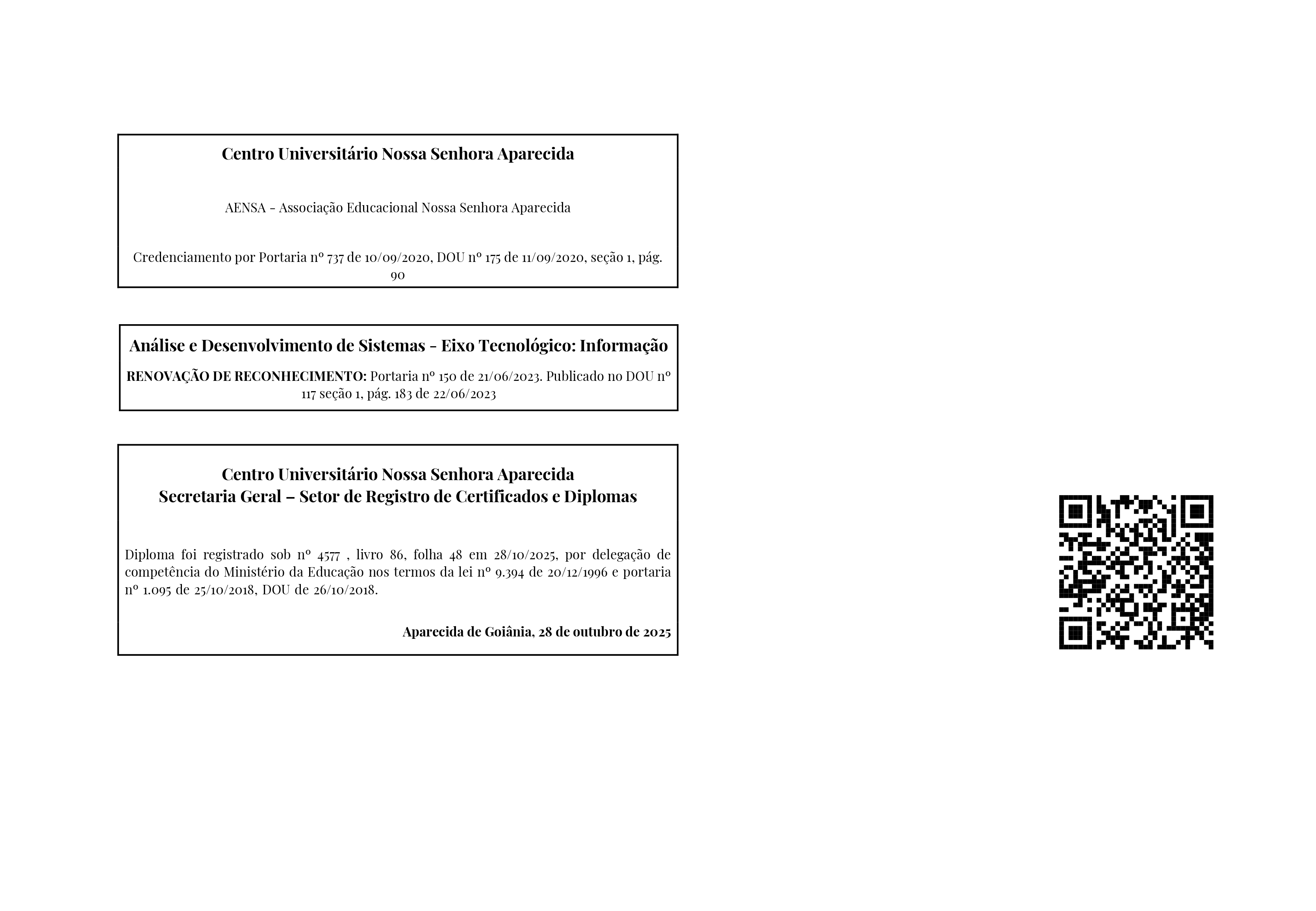 Verso do Diploma