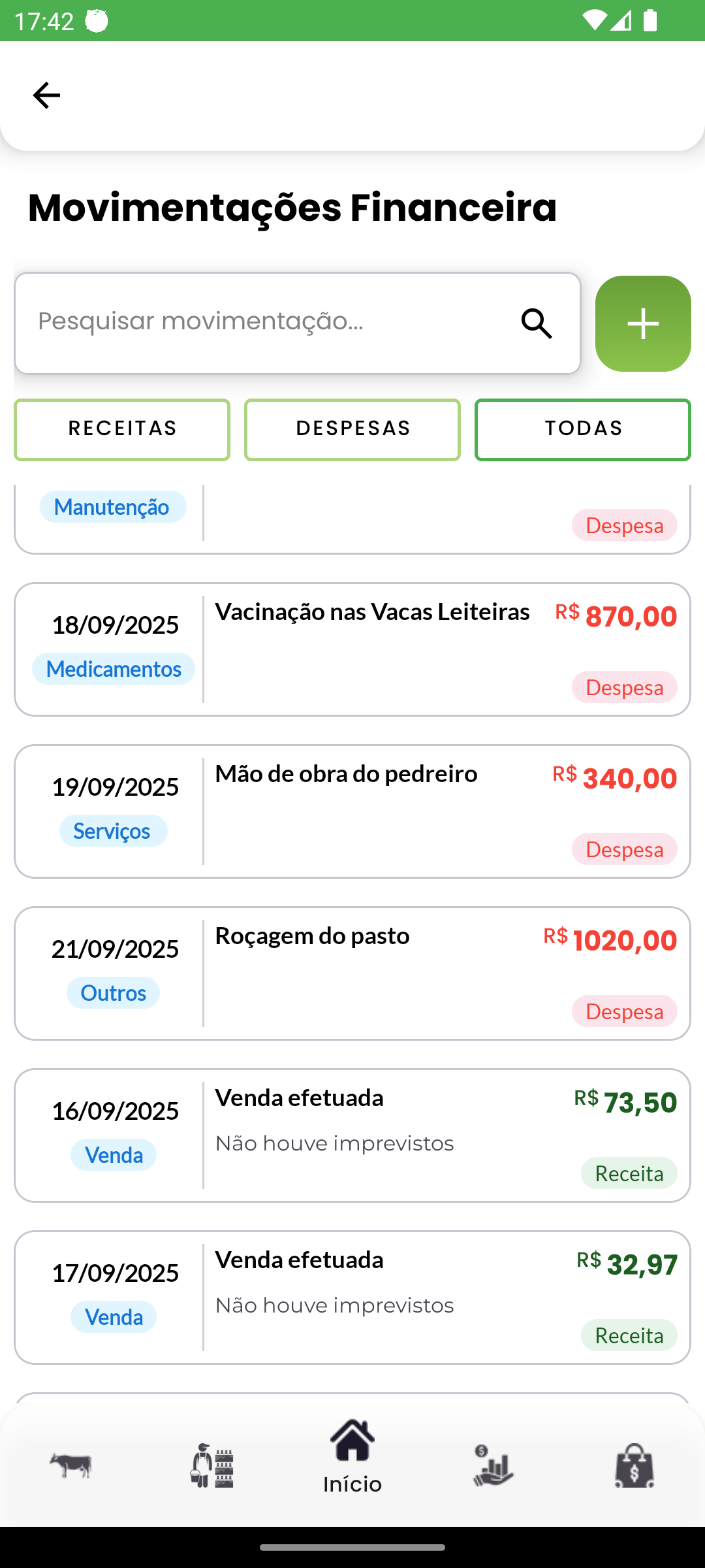 Movimentações Financeiras