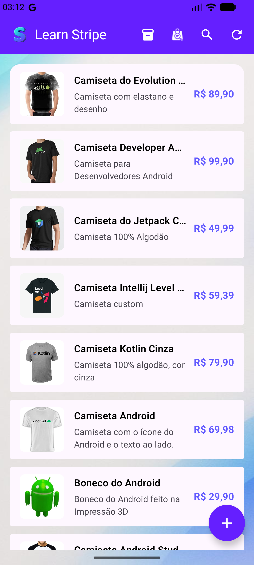 Tela Principal de Produtos