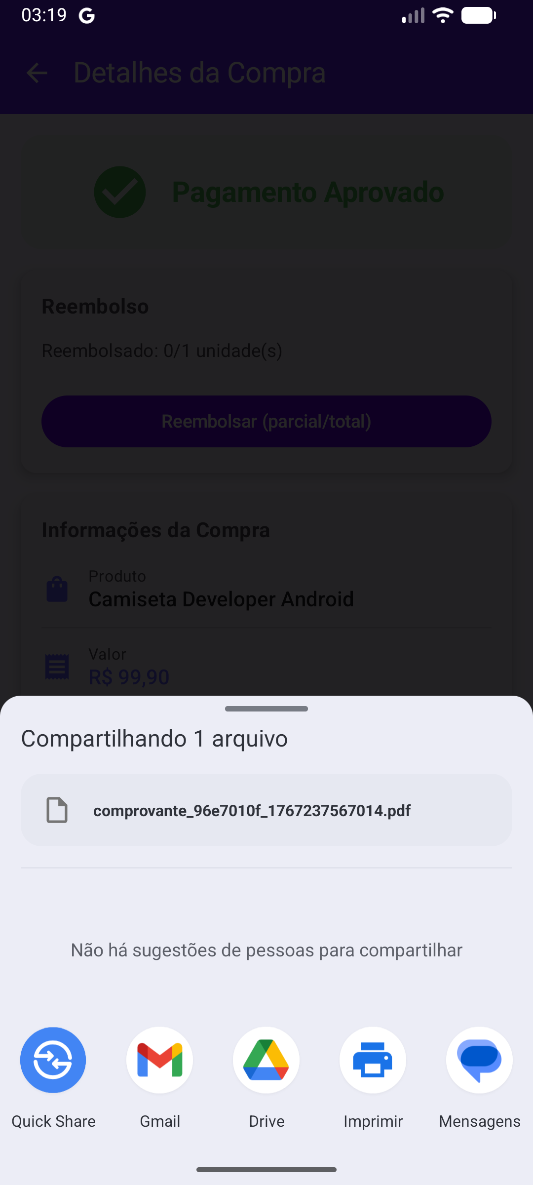 Compartilhamento de Comprovante