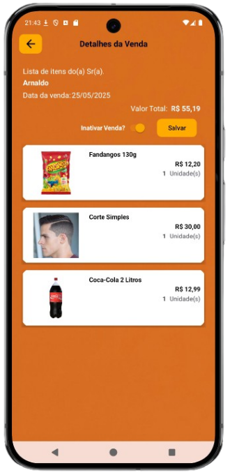 Tela Detalhes da Venda