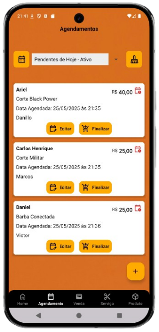 Tela de Agendamentos